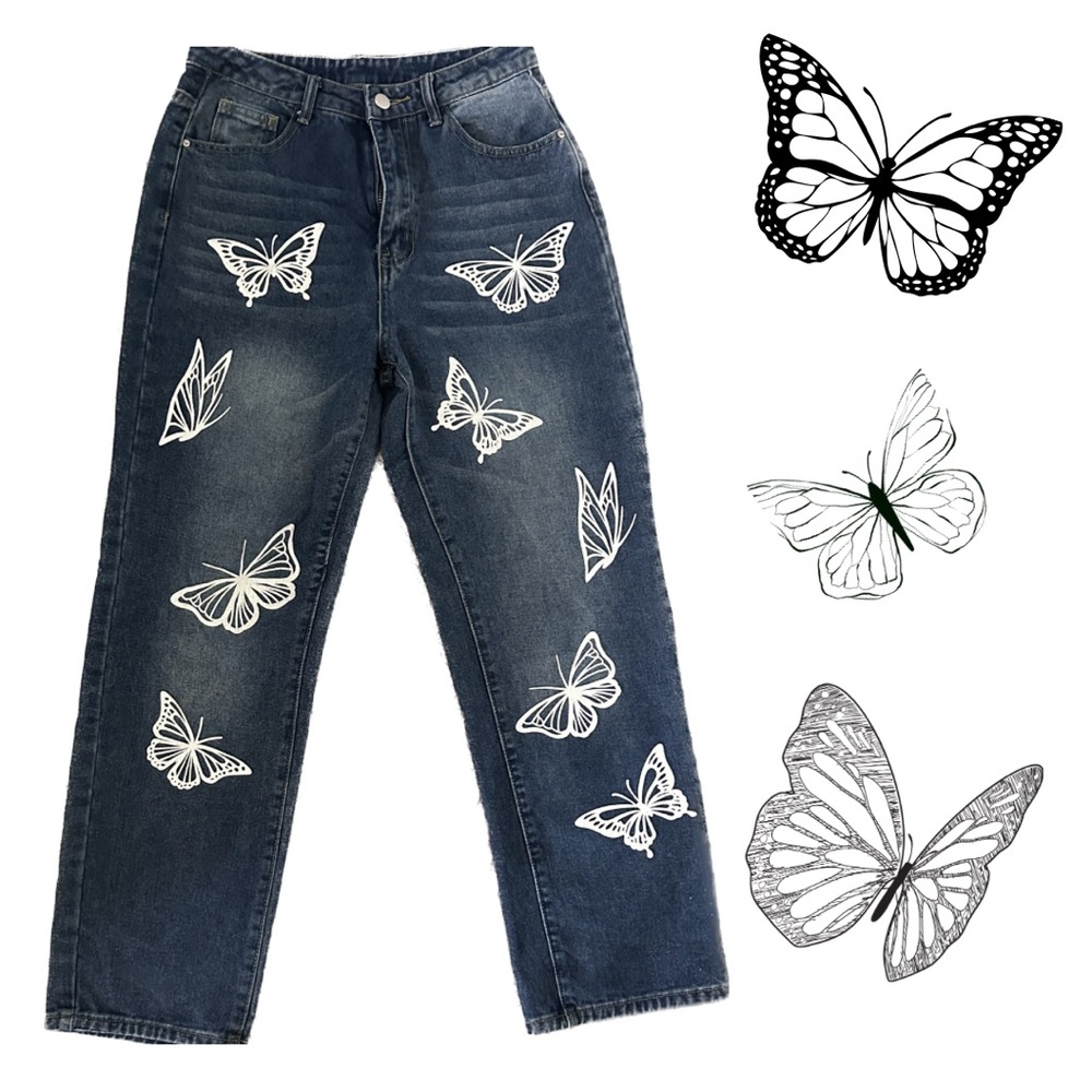 🦋 Butterfly Print Mom Jeans +FREE GIFT!